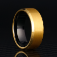 8mm Beveled Gold Tungsten Ring Hot on Sale