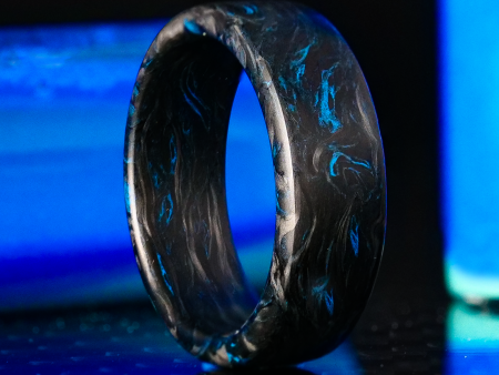 Blue Burl Carbon Fiber Ring Fashion