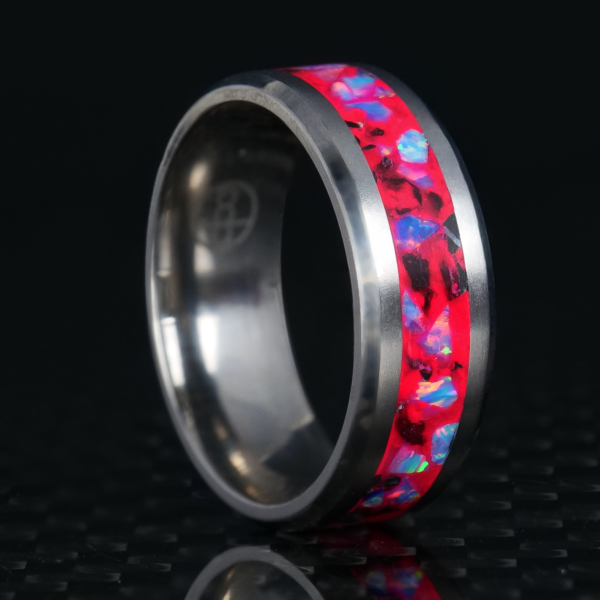 Cotton Candy Opal Glowstone Ring on Titanium Fashion