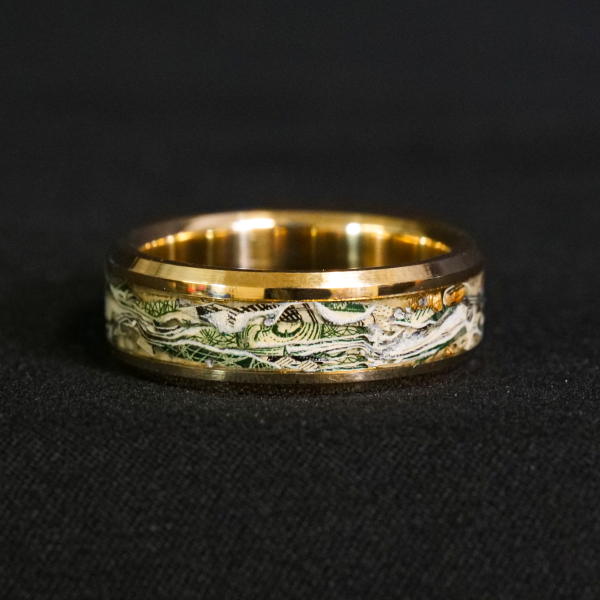 Solid Gold and Shredded Cash Glowstone Ring For Cheap