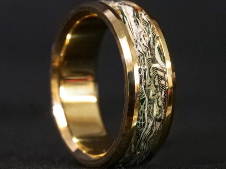 Solid Gold and Shredded Cash Glowstone Ring For Cheap