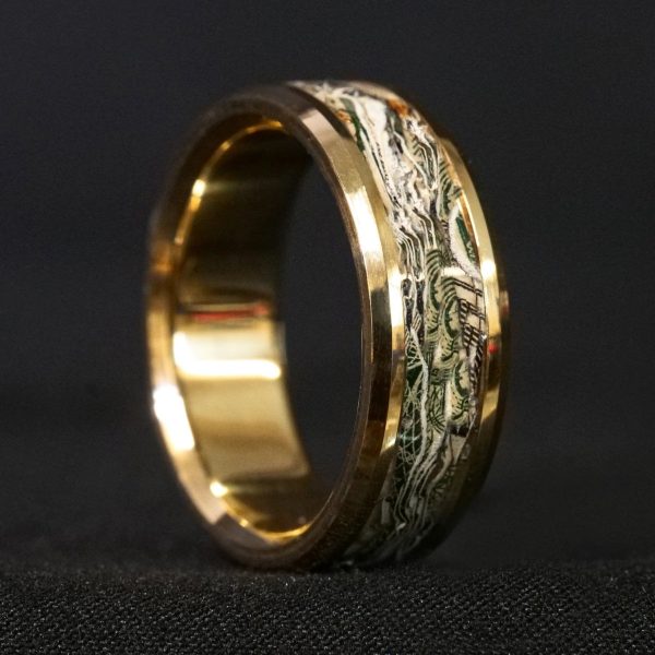 Solid Gold and Shredded Cash Glowstone Ring For Cheap