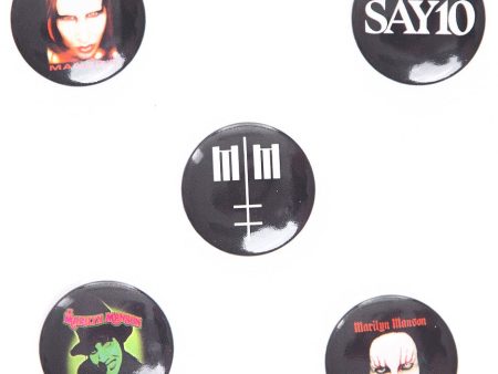 Marilyn Manson - Cross Logo Pack Of 5 - Button For Cheap