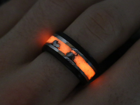 Solar Eclipse Glowstone Ring | Carbon Fiber, Meteorite, and Sterling Silver Fashion