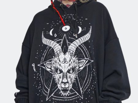 Jawbreaker - Baphomet Printed Oversized Black - Hoodie Supply