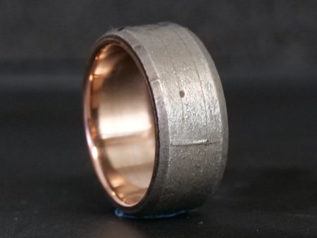 Size 9.5 Meteorite Ring with Rose Gold Liner on Sale