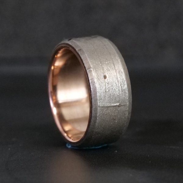 Size 9.5 Meteorite Ring with Rose Gold Liner on Sale