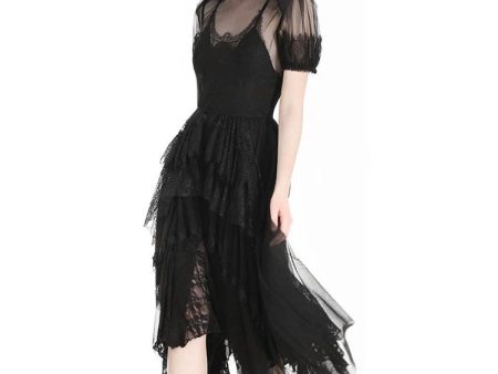 Dark In Love - Gothic Dark Night Elf Winged Mesh Black - Dress For Sale