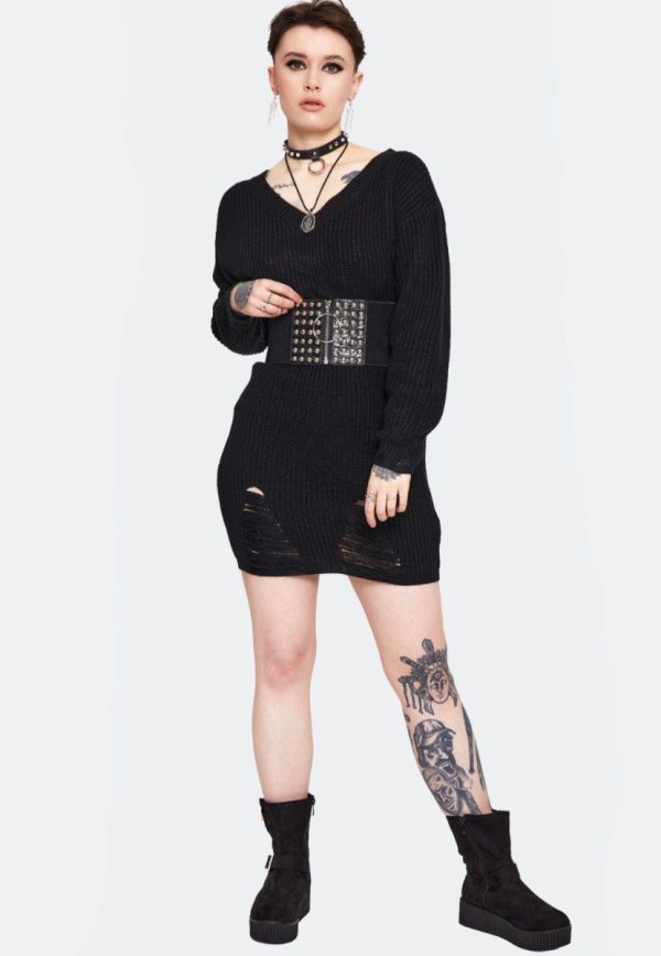 Jawbreaker - Ripped Knitted Black - Dress For Cheap