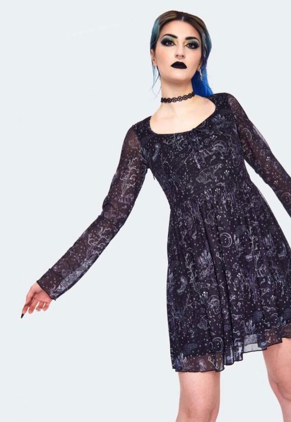 Jawbreaker - Night Forest Long Sleeve Black - Dress Online Sale