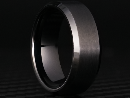 8mm Beveled Black Tungsten Ring Online Hot Sale