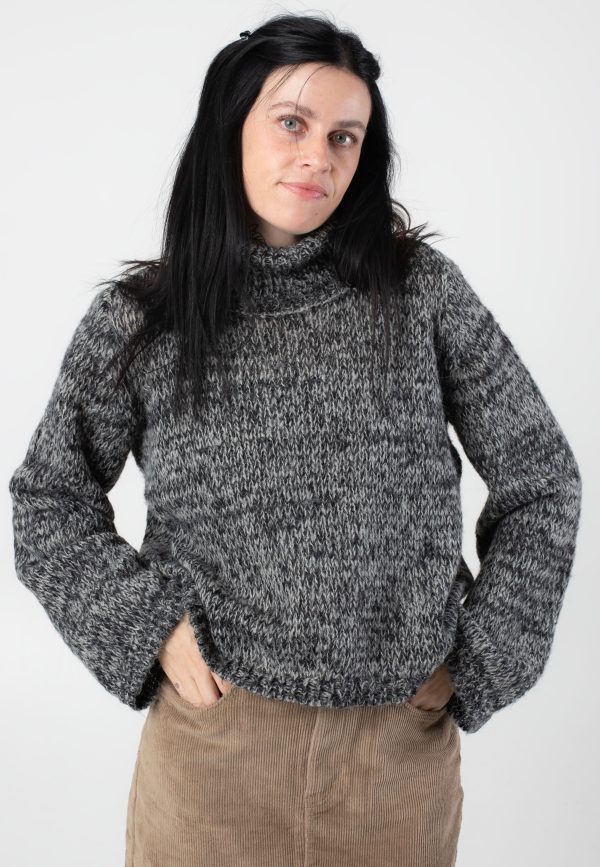 Noisy May - Nanna Roll Neck Black Ghost Gray Twisted - Pullover For Cheap