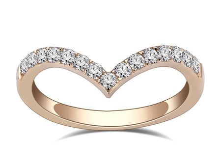 15 Stone Round Diamond Half Eternity Heart Shaped Gold Band | .3975 ct on Sale