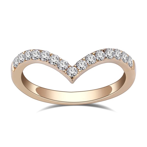 15 Stone Round Diamond Half Eternity Heart Shaped Gold Band | .3975 ct on Sale