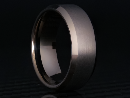 8mm Beveled Gunmetal Tungsten Ring For Discount