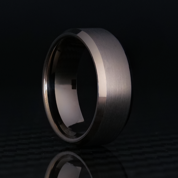 8mm Beveled Gunmetal Tungsten Ring For Discount