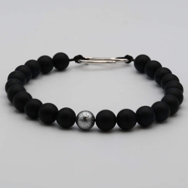 Meteorite Bracelet with Matte Black Onyx Beads Online Sale