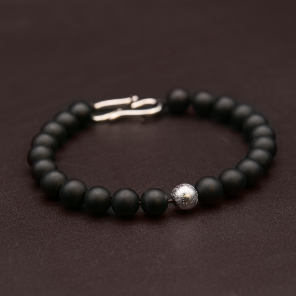 Meteorite Bracelet with Matte Black Onyx Beads Online Sale