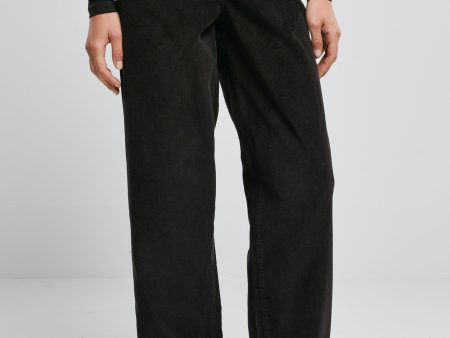 Urban Classics - High Waist 90´s Wide Leg Corduroy Black - Pants Hot on Sale