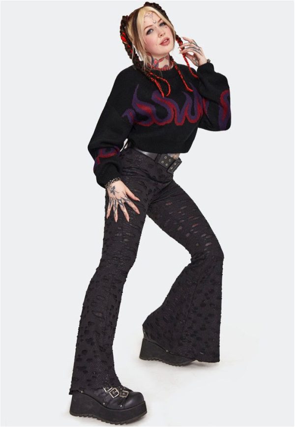 Jawbreaker - Dark Flame Chunky Cropped Black - Pullover Online