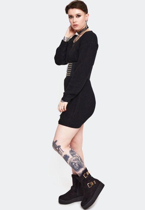 Jawbreaker - Ripped Knitted Black - Dress For Cheap