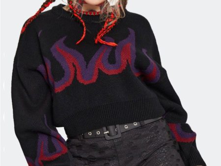 Jawbreaker - Dark Flame Chunky Cropped Black - Pullover Online