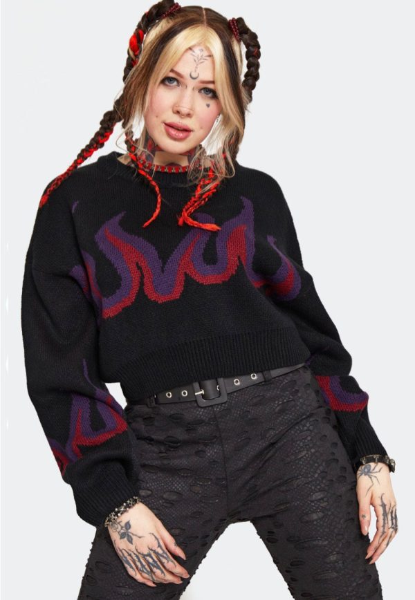 Jawbreaker - Dark Flame Chunky Cropped Black - Pullover Online