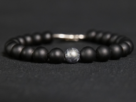 Meteorite Bracelet with Matte Black Onyx Beads Online Sale