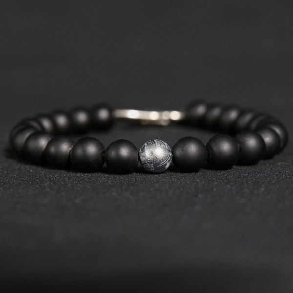 Meteorite Bracelet with Matte Black Onyx Beads Online Sale